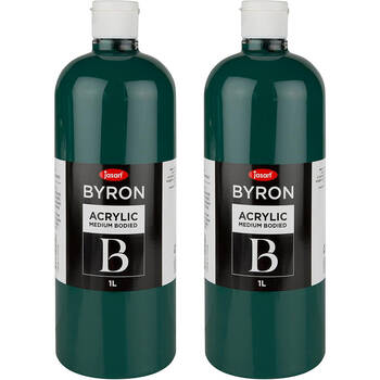 2PK Jasart Byron 1L Acrylic Paint Bottle Medium-Bodied - Forest Green