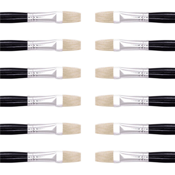 12PK Jasart Hog Bristle Series 577 Flat Paint Brush - Size 6