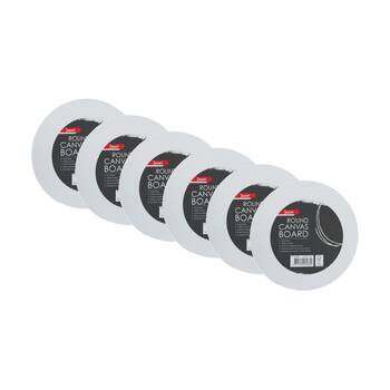 6PK Jasart Studio 8" Round Cotton Painting Canvas Panel 380GSM - White