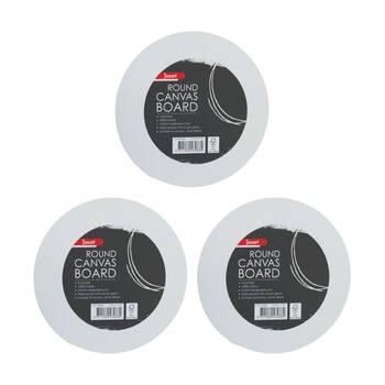 3PK Jasart Studio 16" Round Cotton Painting Canvas Panel 380GSM - White