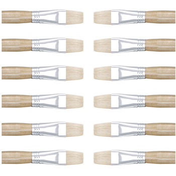 12PK Jasart Hog Bristle Series 579 Flat Paint Brush - Size 7