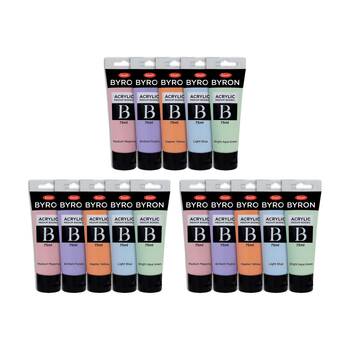 3x 5pc Jasart Byron 75ml Acrylic Paint Tube Set - Pastel