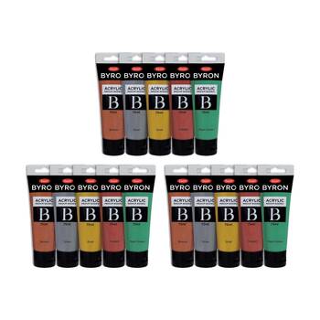 3x 5pc Jasart Byron 75ml Acrylic Paint Tube Set - Metallic