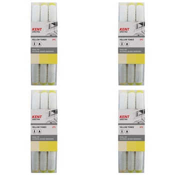 4x 3pc Kent Spectra Graphic Markers Brush Chisel Nib Yellow Set 