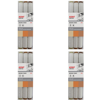 4x 3pc Kent Spectra Graphic Markers Brush Chisel Nib Brown Set 