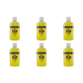 6PK Jasart Byron Kids 250ml Washable Paint Tube - Yellow 3y+