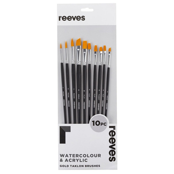 Reeves Gold Taklon LH Flat Round Filbert & Angle Brush Set