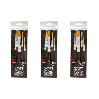 3x 5pc Jasart Soft Grip Synthetic Bristles Beginner Brush Set - Black