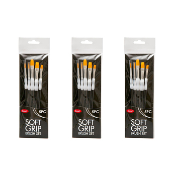 3x 5pc Jasart Soft Grip Synthetic Bristles Basic Brush Set - Black