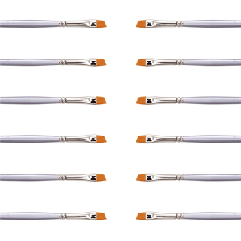 12PK Jasart Gold Taklon Angle Acrylic Paint Brush - Size 2