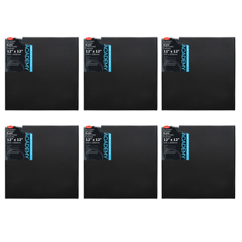 6PK Jasart Academy 12x12" Thin Edge Stretched Cotton Canvas - Black