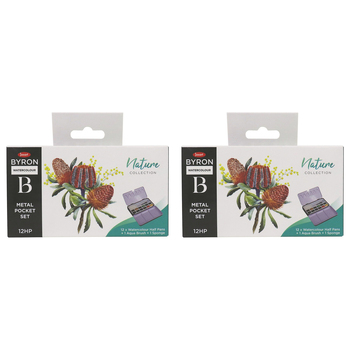 2PK Jasart Byron 12-Colour Pocket Watercolour w/ Brush Set - Nature