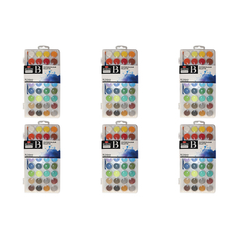 6PK Jasart Byron 36-Colour Palette Watercolour Disc w/ Brush Set
