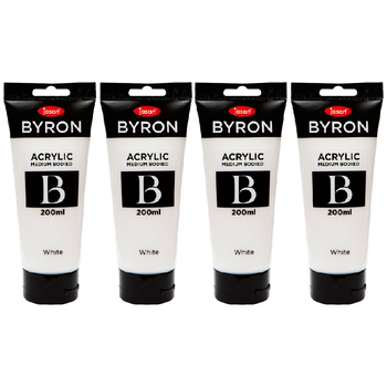 4PK Jasart Byron 200ml Acrylic Paint Tube Art/Craft - White