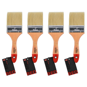 4PK Jasart Elevate Red Hog Flat Nylon Mix Brush 3"/75mm White Bristle