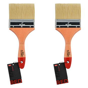 2PK Jasart Elevate Red Hog Flat Nylon Mix Brush 4"/100mm White Bristle