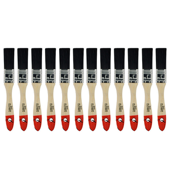 12PK Jasart Elevate Red Synthetic Flat Mix Brush 1"/25mm Black Bristle