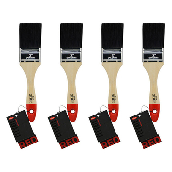 4PK Jasart Elevate Red Synthetic Flat Mix Brush 2"/50mm Black Bristle