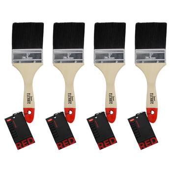 4PK Jasart Elevate Red Synthetic Flat Mix Brush 3"/75mm Black Bristle