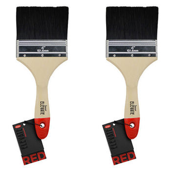 2PK Jasart Elevate Red Synthetic Flat Mix Brush 4"/100mm Black Bristle