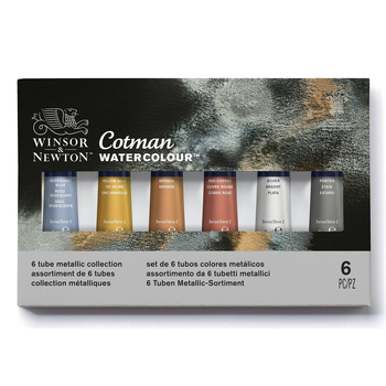 6pc Winsor & Newton 8ml Cotman Watercolour Metallic Tube Set