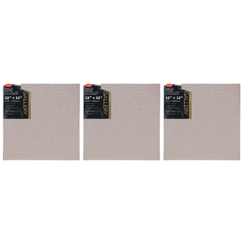 3PK Jasart Gallery 12x12" Natural Linen Canvas Board Panel 400GSM