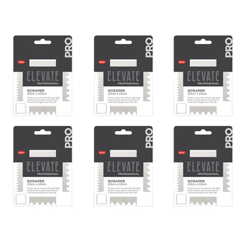 6PK Jasart Elevate Professional Large Serrated/Flat Painting Scraper 10x15cm