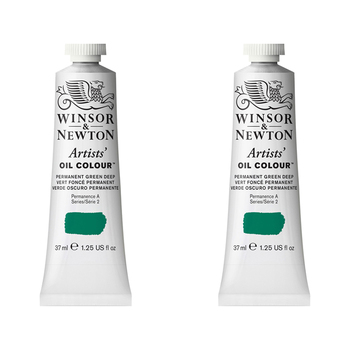 2PK Winsor & Newton Artists Oil Colour 37ml Paint Tube Permanent Green Deep S2
