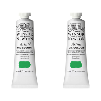 2PK Winsor & Newton Artists Oil Colour 37ml Paint Tube Permanent Green Light S2