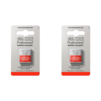 2PK Winsor & Newton Professional Watercolour Half Pan Cadmium Red S4