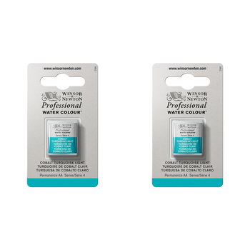 2PK Winsor & Newton Professional Watercolour Half Pan Cobalt Turquoise Light S4