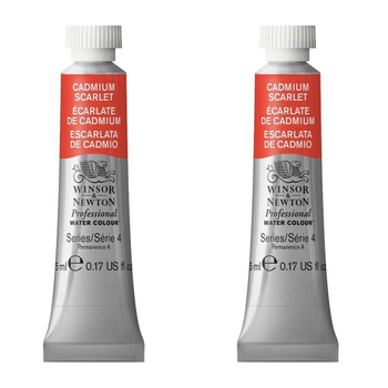 2PK Winsor & Newton 5ml Professional Watercolour Tube Cadmium Scarlet S4