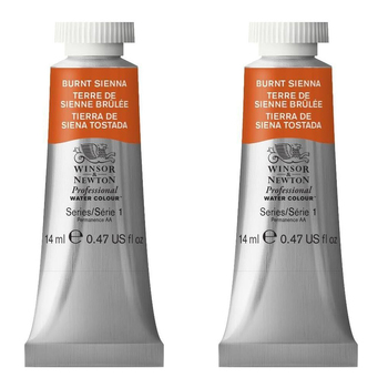 2PK Winsor & Newton 14ml Professional Watercolour Tube Burnt Sienna S1