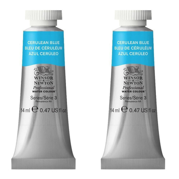 2PK Winsor & Newton 14ml Professional Watercolour Tube Cerulean Blue S3