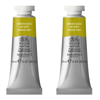 2PK Winsor & Newton 14ml Professional Watercolour Tube Green Gold S2