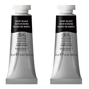 2PK Winsor & Newton 14ml Professional Watercolour Tube Ivory Black S1
