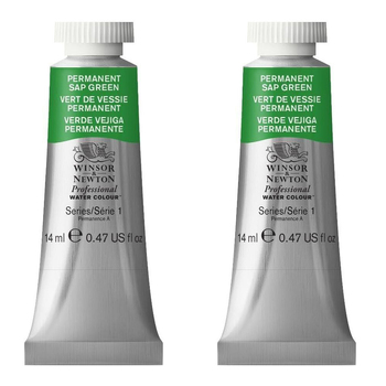 2PK Winsor & Newton 14ml Professional Watercolour Tube Permanent Sap Green S1