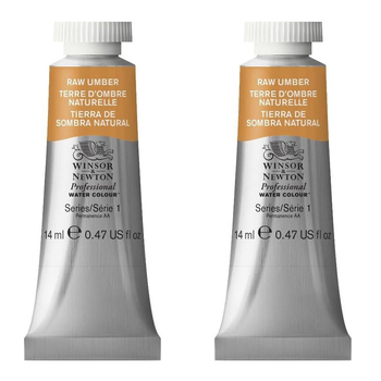 2PK Winsor & Newton 14ml Professional Watercolour Tube Raw Umber S1