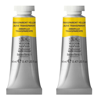 2PK Winsor & Newton 14ml Professional Watercolour Tube Transparent Yellow S1