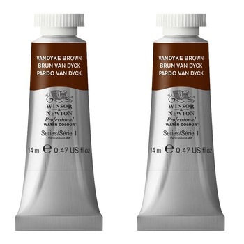 2PK Winsor & Newton 14ml Professional Watercolour Tube Vandyke Brown S1