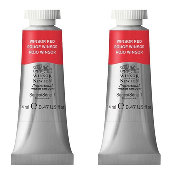 2PK Winsor & Newton 14ml Professional Watercolour Tube Winsor Red S1