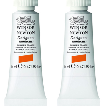2PK Winsor & Newton 14ml Designers' Gouache Cadmium Orange S4