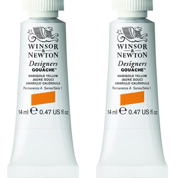 2PK Winsor & Newton 14ml Designers' Gouache Cadmium Yellow Deep S4