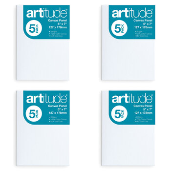 4PK 5pc Artitude Cotton Canvas Panel 5x7'' For Oil/Acrylic Painting