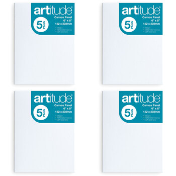4PK 5pc Artitude Cotton Canvas Panel 6x8'' For Oil/Acrylic Painting