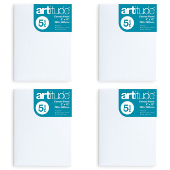 4PK 5pc Artitude Cotton Canvas Panel 9x12'' For Oil/Acrylic Painting
