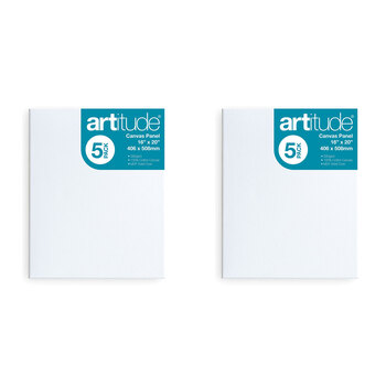 2PK 5pc Artitude Cotton Canvas Panel 16x20'' For Oil/Acrylic Painting