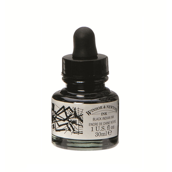 Winsor & Newton 30ml Black Indian Ink 951 Bottle w/ Dropper