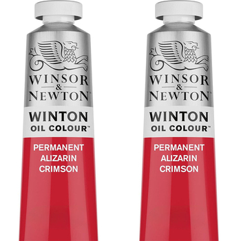 2PK Winsor & Newton 200ml Winton Oil Colour Tube Permt Alizarin Crimson 004