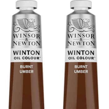 2PK Winsor & Newton 200ml Winton Oil Colour Paint Tube Burnt Umber